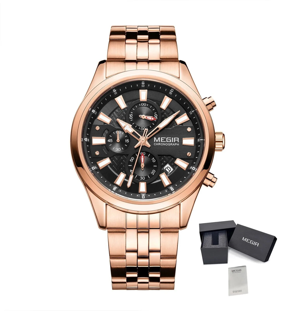 MEGIR Fashion Men Watches Luxury Business Wristwatch Stainless Steel Quartz Watch Calendar Luminous Man Clock Relogio Masculino 2154