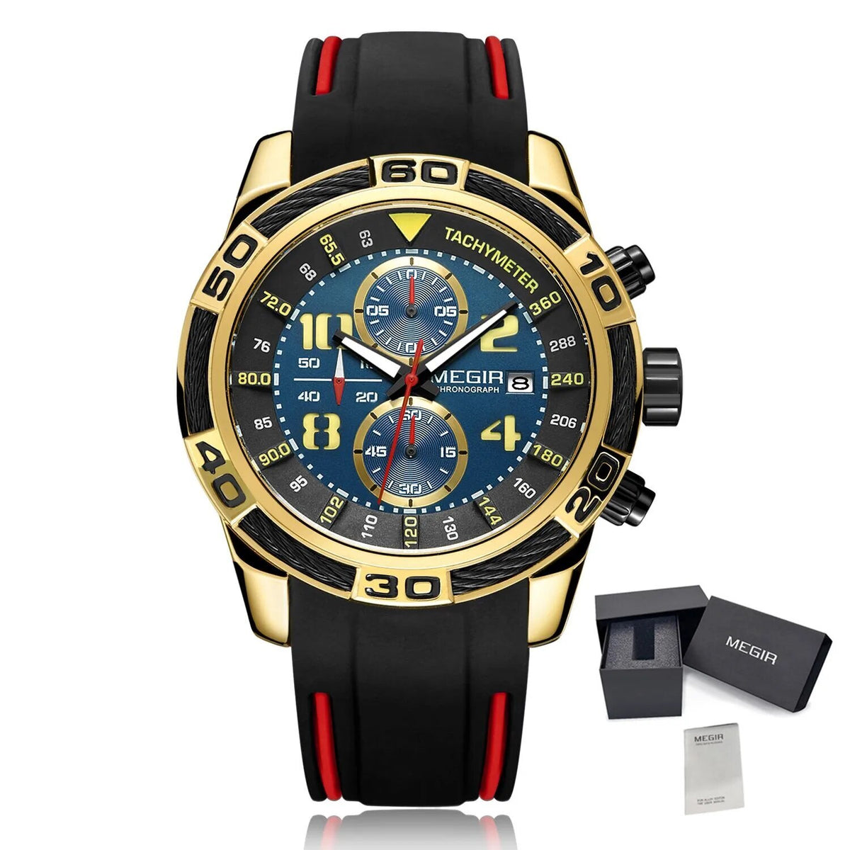 MEGIR Fashion Sports Watches for Men Luxury Quartz Casual Wristwatch Silicone Strap Man Chronograph Clock Relogio Masculino 2045