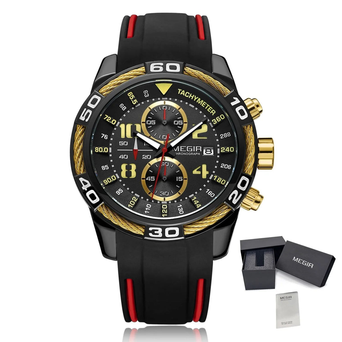 MEGIR Fashion Sports Watches for Men Luxury Quartz Casual Wristwatch Silicone Strap Man Chronograph Clock Relogio Masculino 2045