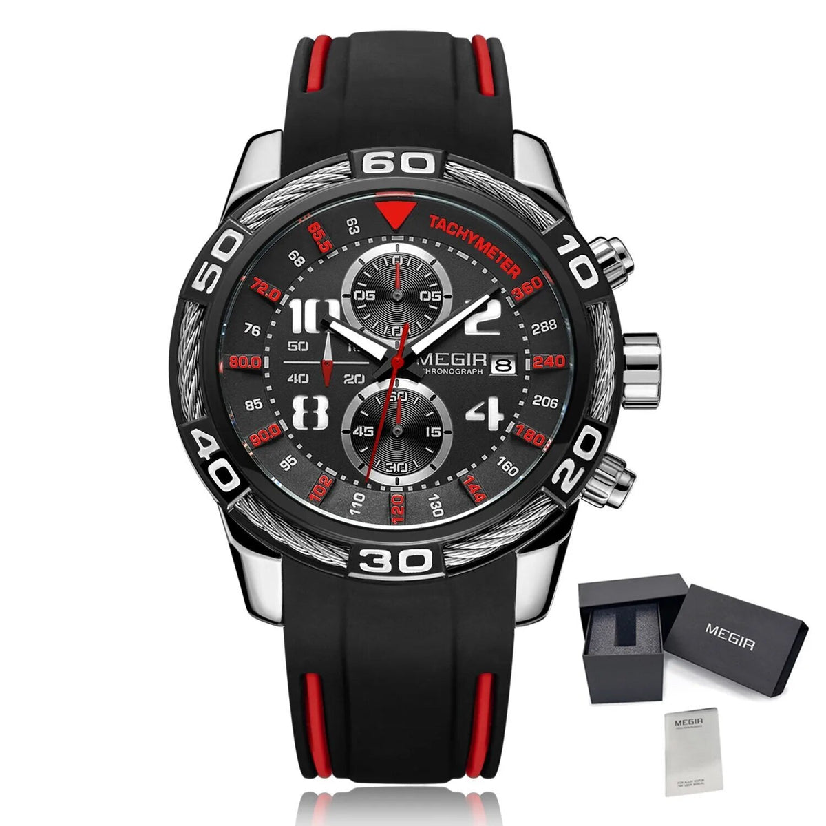 MEGIR Fashion Sports Watches for Men Luxury Quartz Casual Wristwatch Silicone Strap Man Chronograph Clock Relogio Masculino 2045