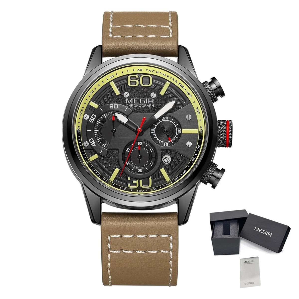 MEGIR Men Watches Fashion Brand Sport Quartz Chronograph Clock Waterproof Man Business Wristwatch 24-hour Relogio Masculino 2110