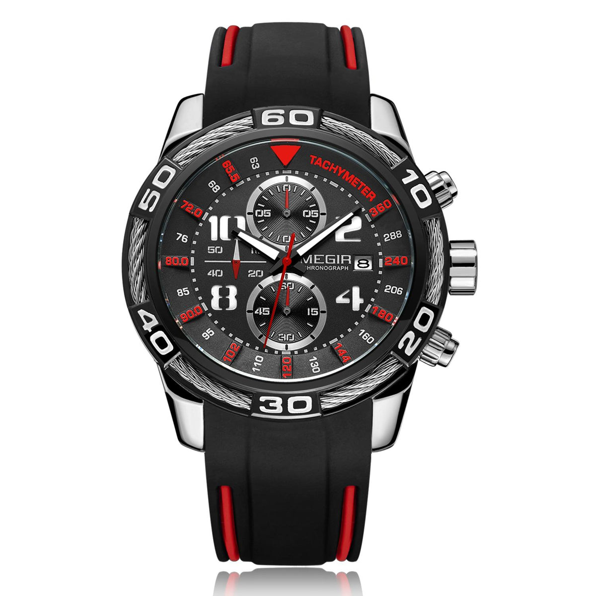 MEGIR Fashion Sports Watches for Men Luxury Quartz Casual Wristwatch Silicone Strap Man Chronograph Clock Relogio Masculino 2045