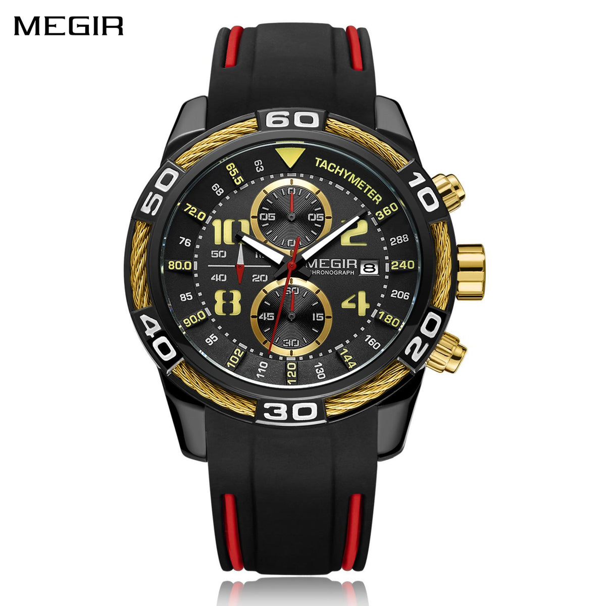 MEGIR Fashion Sports Watches for Men Luxury Quartz Casual Wristwatch Silicone Strap Man Chronograph Clock Relogio Masculino 2045