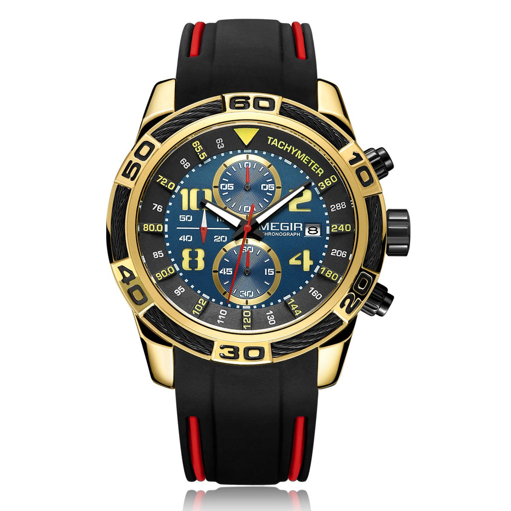 MEGIR Fashion Sports Watches for Men Luxury Quartz Casual Wristwatch Silicone Strap Man Chronograph Clock Relogio Masculino 2045
