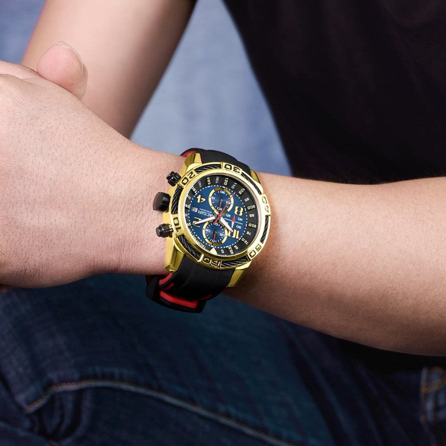 MEGIR Fashion Sports Watches for Men Luxury Quartz Casual Wristwatch Silicone Strap Man Chronograph Clock Relogio Masculino 2045