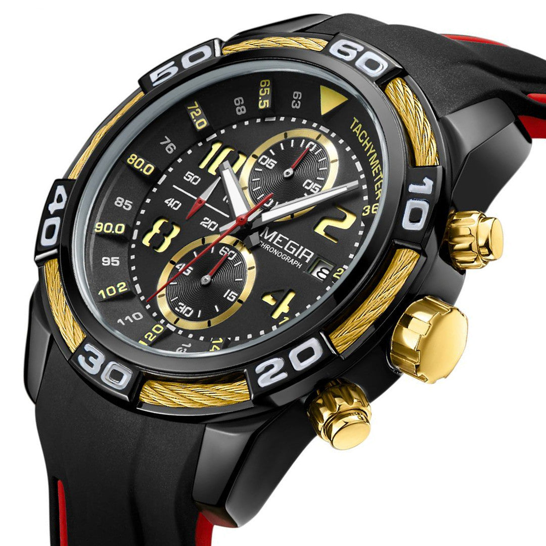 MEGIR Fashion Sports Watches for Men Luxury Quartz Casual Wristwatch Silicone Strap Man Chronograph Clock Relogio Masculino 2045