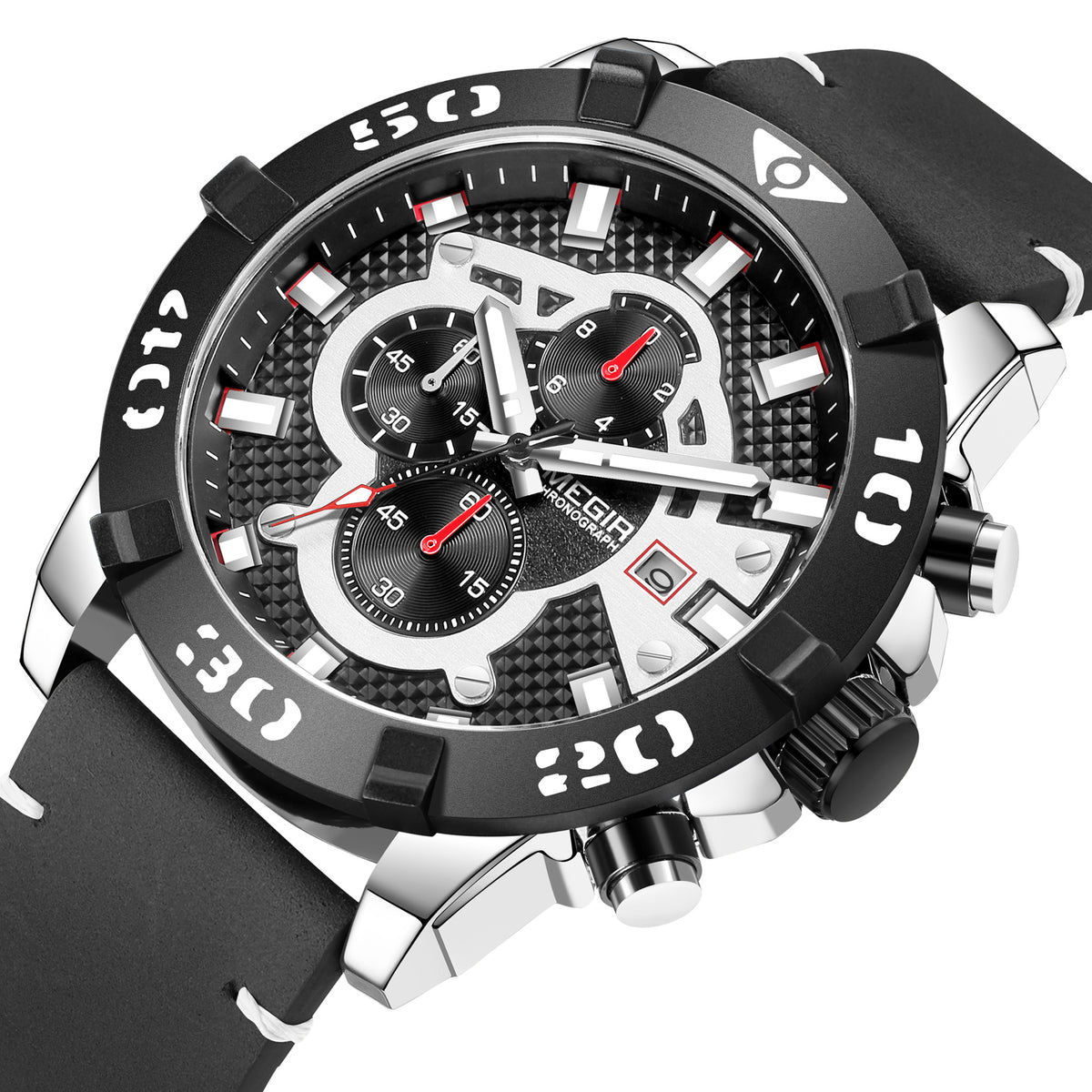 MEGIR Men Watches Fashion Luxury Big Dial Sports Watches Waterproof Quartz Wristwatch Chronograph Man Casual Luminous Clock 2136