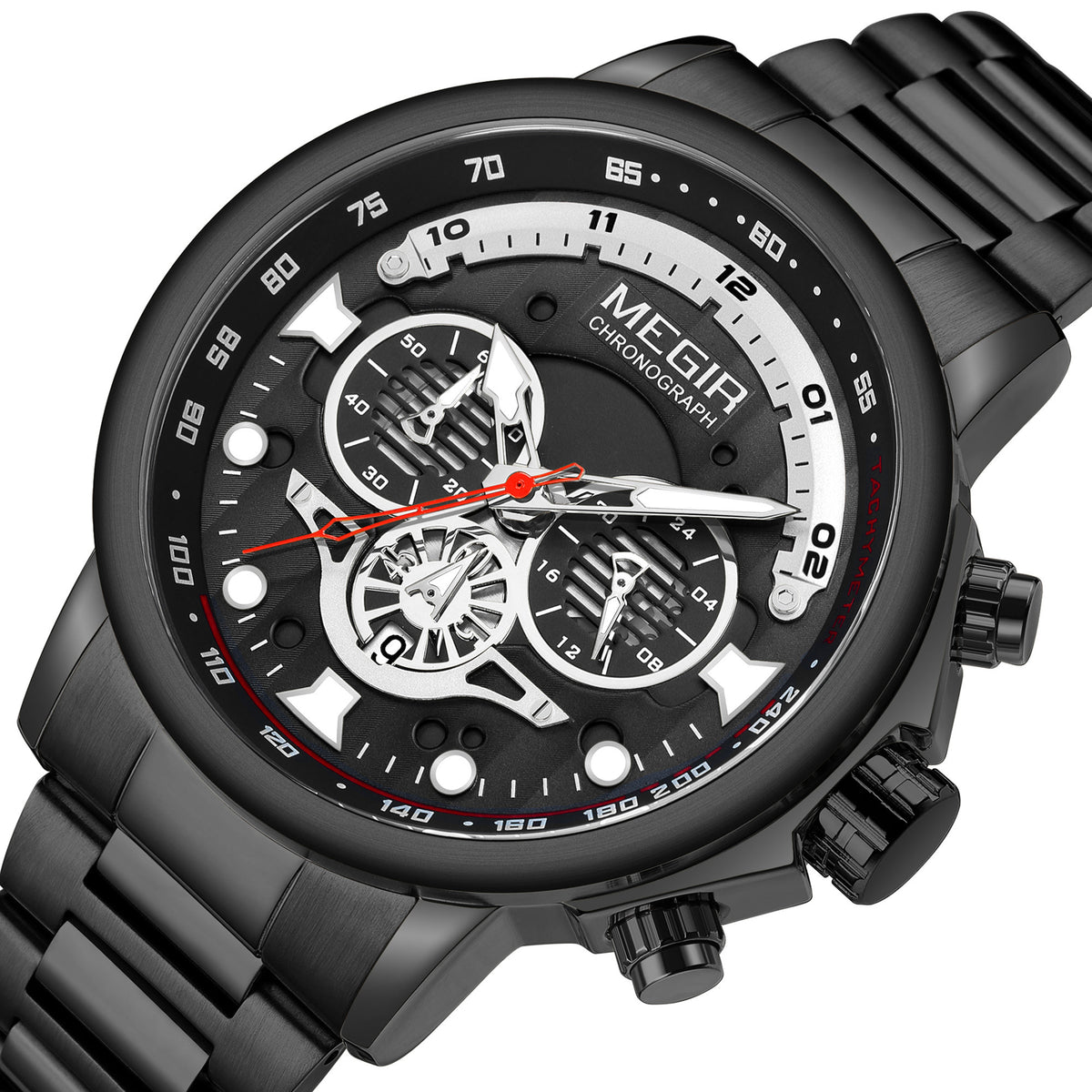 MEGIR Luxury Men Watches Stainless Steel Quartz Wristwatches Fashion Men Business Watch Clock Male Chronograph Relogio Masculino 2223
