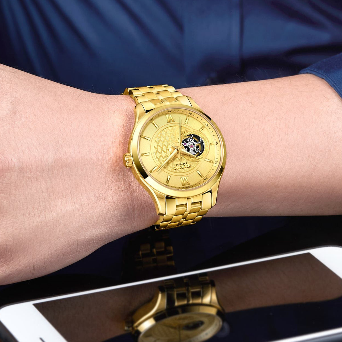 RUIMAS Business Men Watch Luxury Fashion Automatic Mechanical Watches for Men Waterproof Male Wristwatch Relogio Masculino 6754