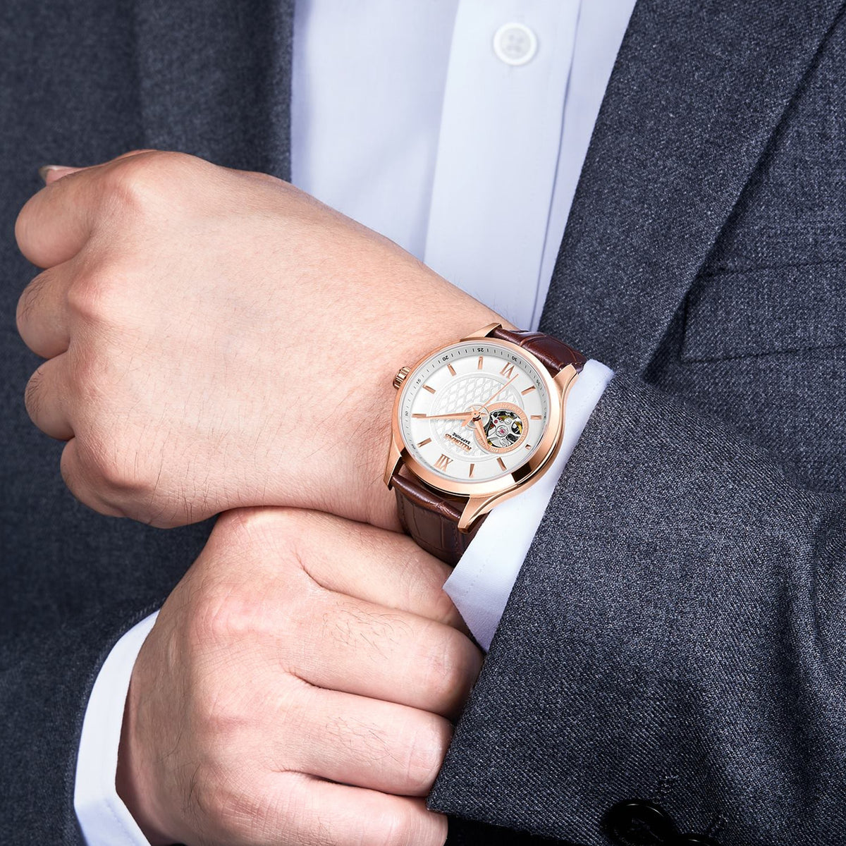 RUIMAS Business Men Watch Luxury Fashion Automatic Mechanical Watches for Men Waterproof Male Wristwatch Relogio Masculino 6754