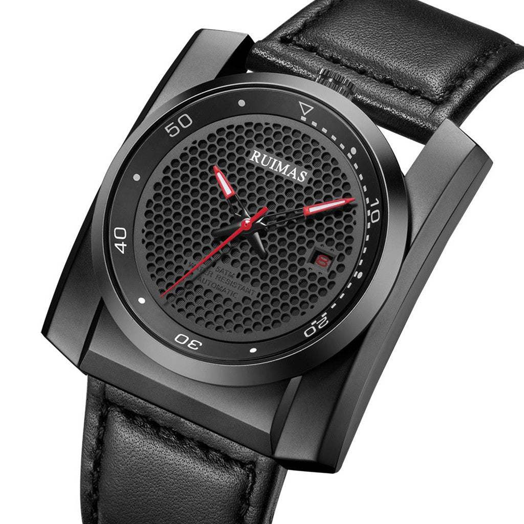 RUIMAS Luxury Men Watches Automatic Mechanical Wrist Watch for Mens Fashion Leather Business Casual Clock Montre Homme 6775