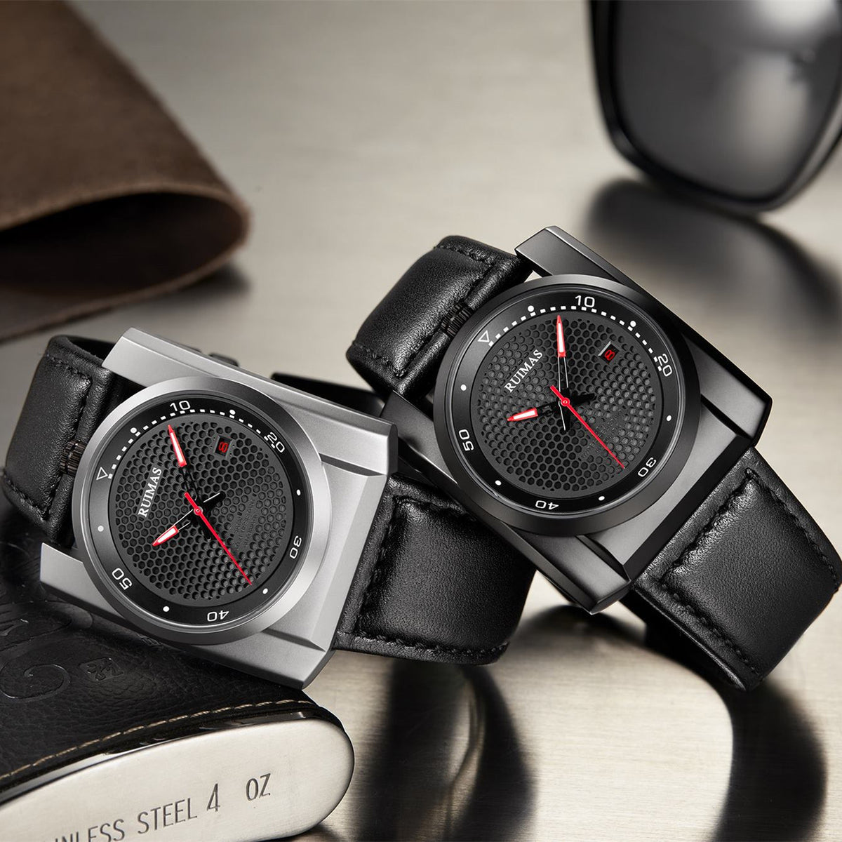 RUIMAS Luxury Men Watches Automatic Mechanical Wrist Watch for Mens Fashion Leather Business Casual Clock Montre Homme 6775