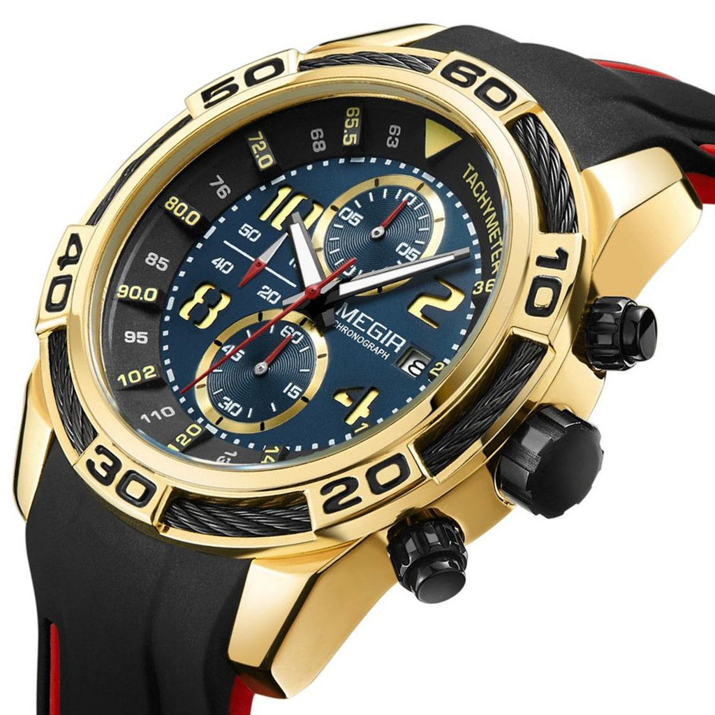 MEGIR Fashion Sports Watches for Men Luxury Quartz Casual Wristwatch Silicone Strap Man Chronograph Clock Relogio Masculino 2045