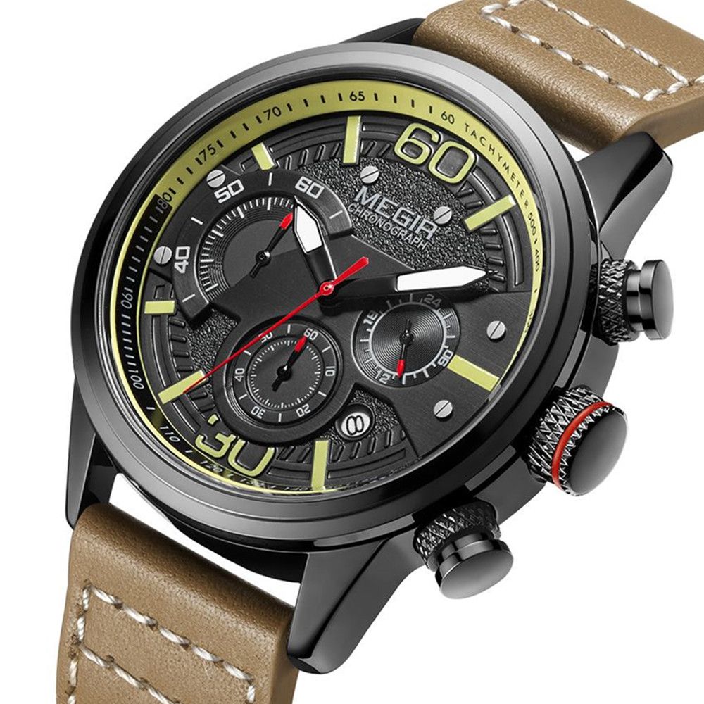MEGIR Men Watches Fashion Brand Sport Quartz Chronograph Clock Waterproof Man Business Wristwatch 24-hour Relogio Masculino 2110