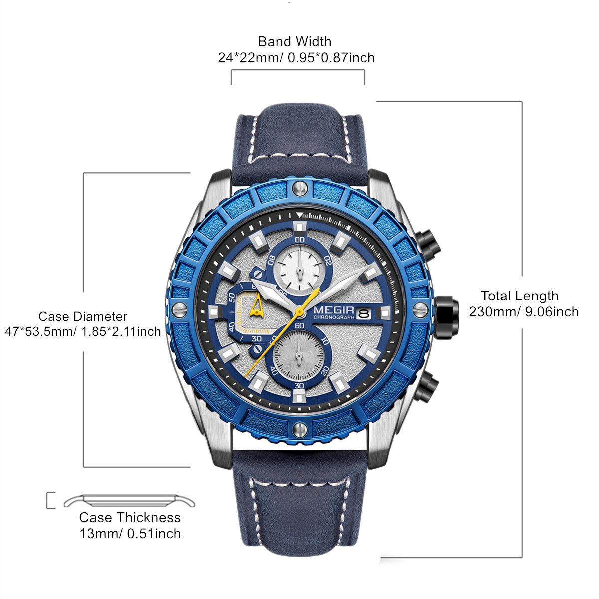 MEGIR Fashion Men's Sport Watches Waterproof Luminous Man Quartz Military Wristwatch Clock Gift for Men Relogio Masculino 2119