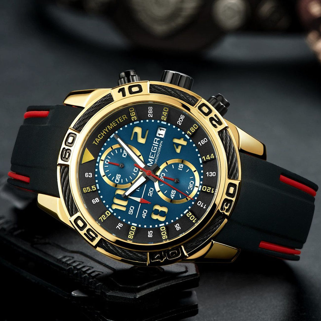 MEGIR Fashion Sports Watches for Men Luxury Quartz Casual Wristwatch Silicone Strap Man Chronograph Clock Relogio Masculino 2045