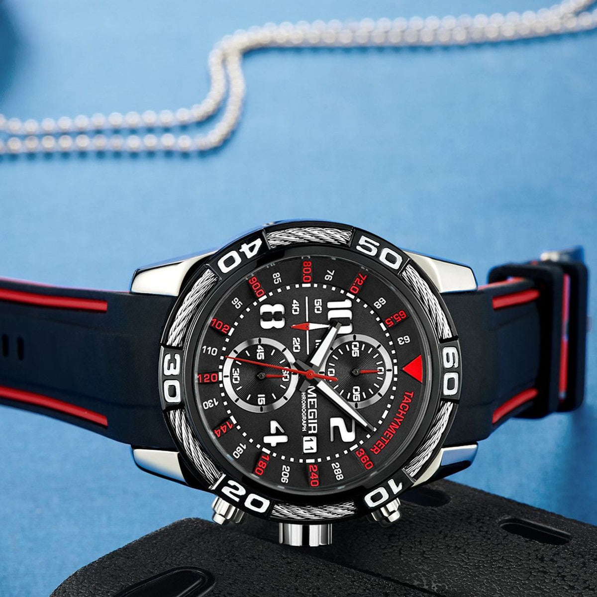 MEGIR Fashion Sports Watches for Men Luxury Quartz Casual Wristwatch Silicone Strap Man Chronograph Clock Relogio Masculino 2045
